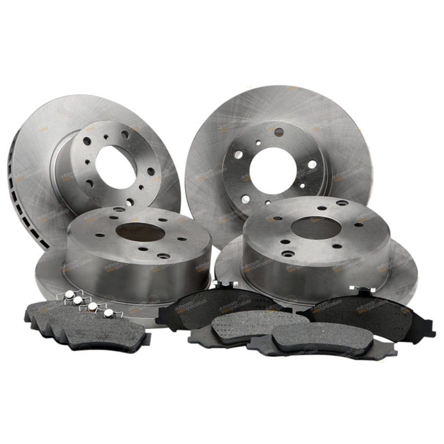 Set of 4 Disc Rotors and Brake Pads for Holden Commodore (1997–2007)