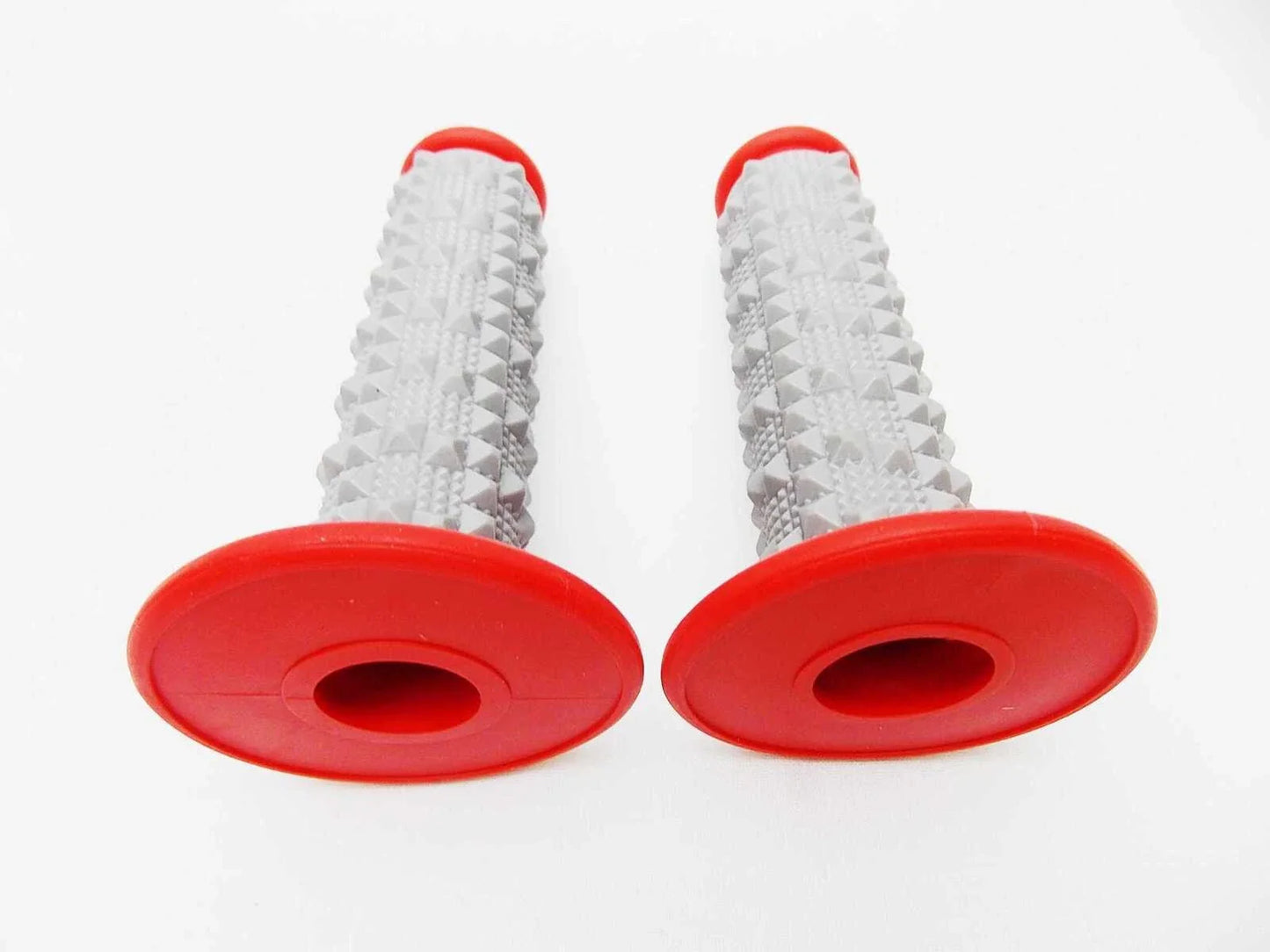 Top Handlebar Grip Set for Honda CRF70 (2004-2023) - Red Grey Diamond Design