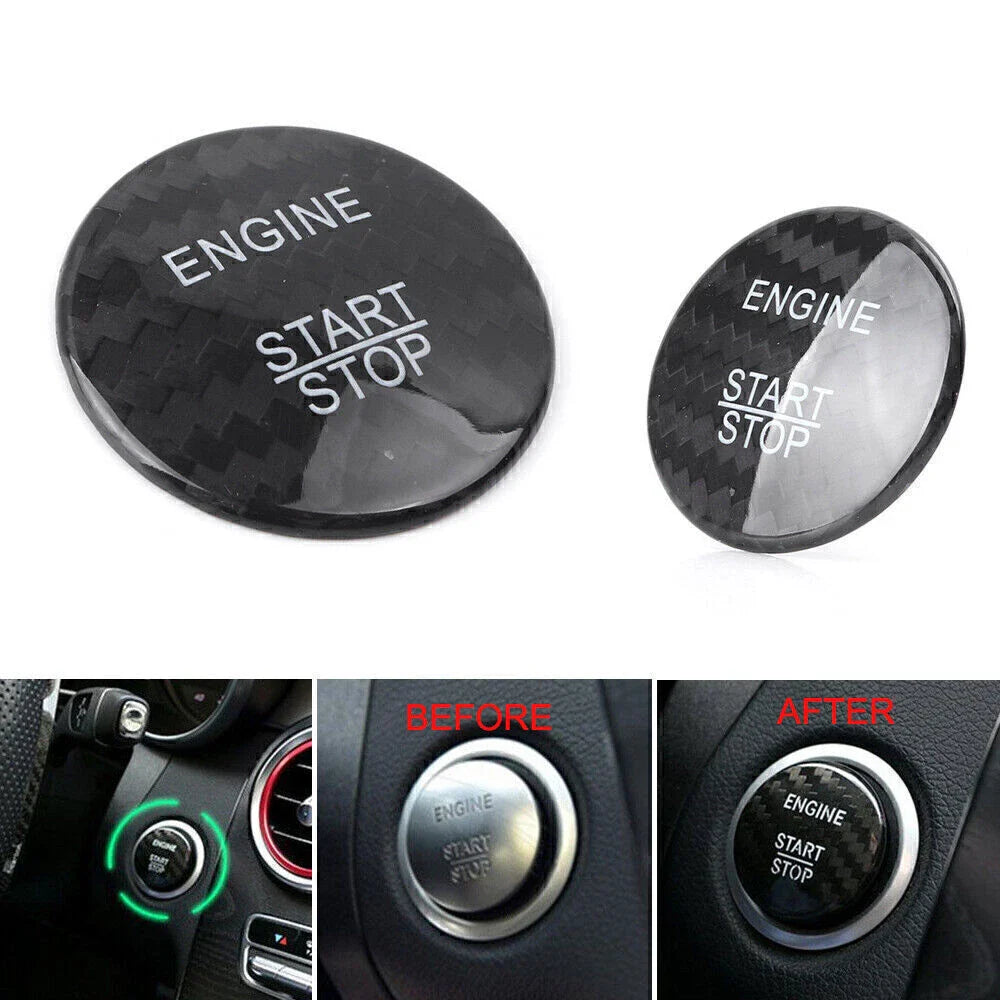 Carbon Fiber Engine Start Stop Button Sticker Cover for Mercedes E-Class