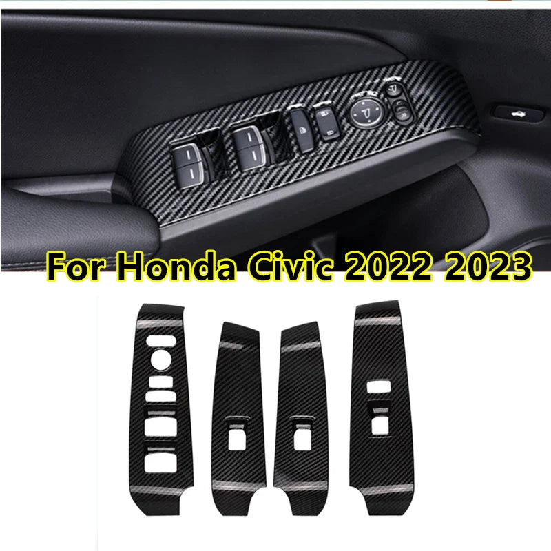 4Pcs Carbon Fiber Window Switch Cover Trim for Honda Civic (2022–2024)
