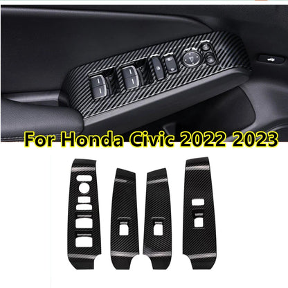 4Pcs Carbon Fiber Window Switch Cover Trim for Honda Civic (2022–2024)