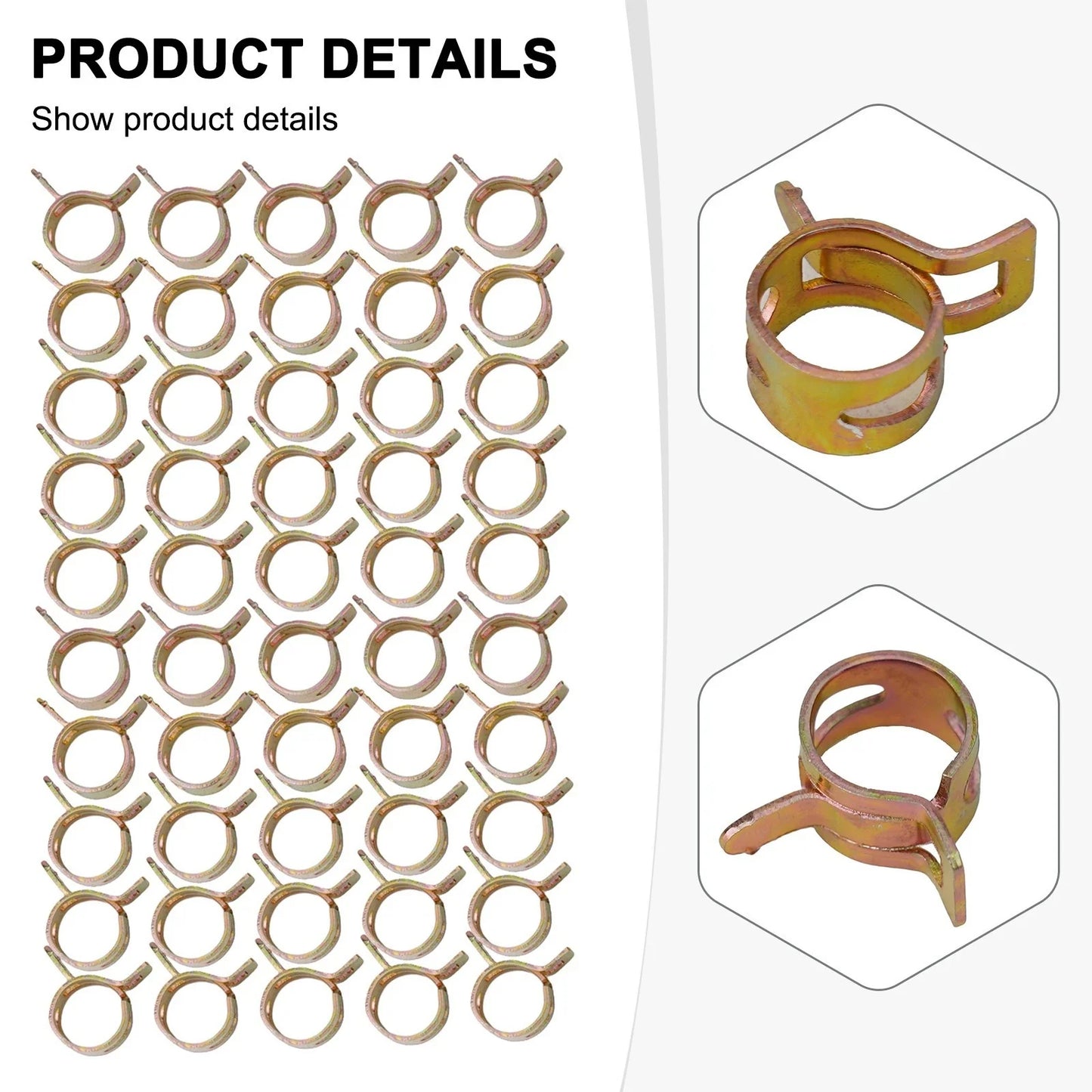50 PCS Spring Band Clip Fuel OD 3/8in Silicone Vacuum Hose Clamp 10mm