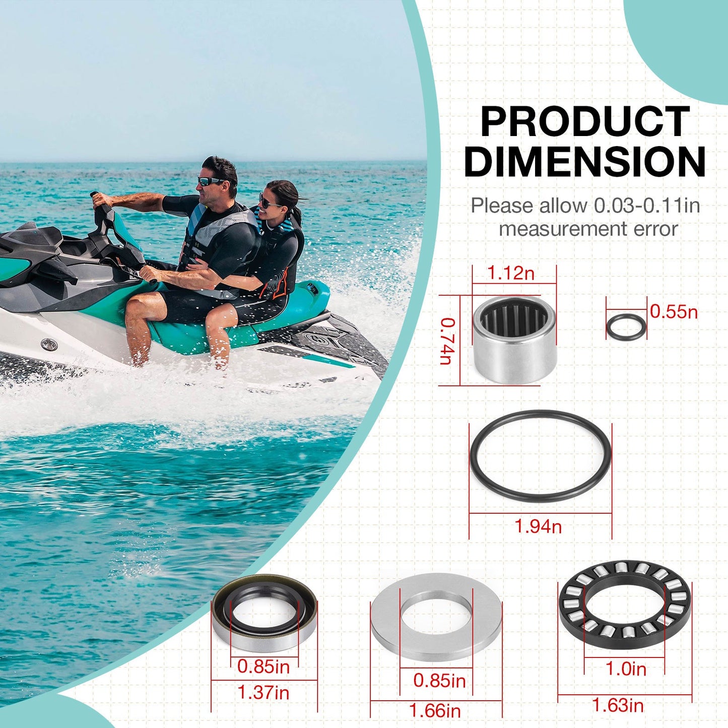 Jet Pump Rebuild Bearings & Seals Kit for Sea-Doo SP HX (1996–1997)