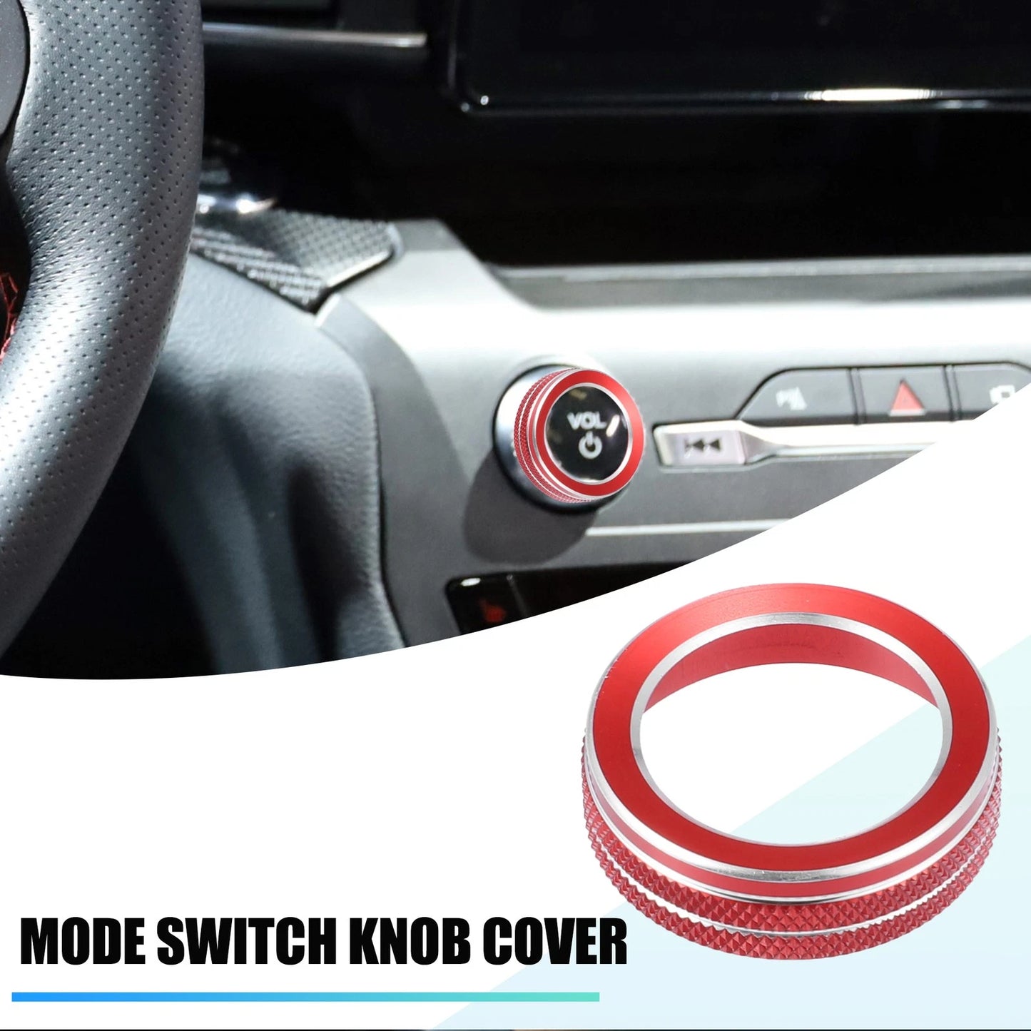 Set of 2 Headlight Switch Knob Covers for Ford Explorer (2020–2022) Red Aluminum Alloy