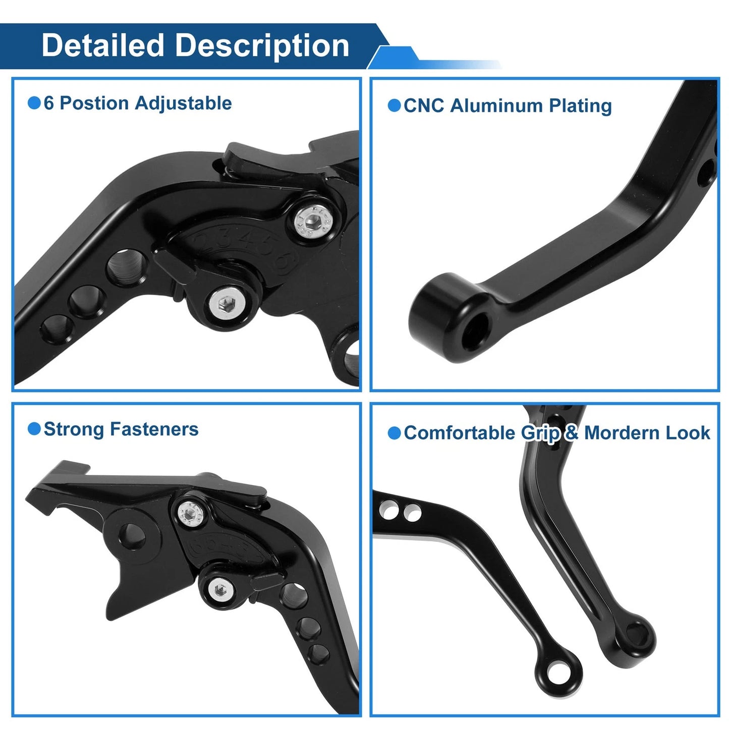 Set of 2 Long Brake Clutch Levers for Honda CBF1000 (2006–2010) Black