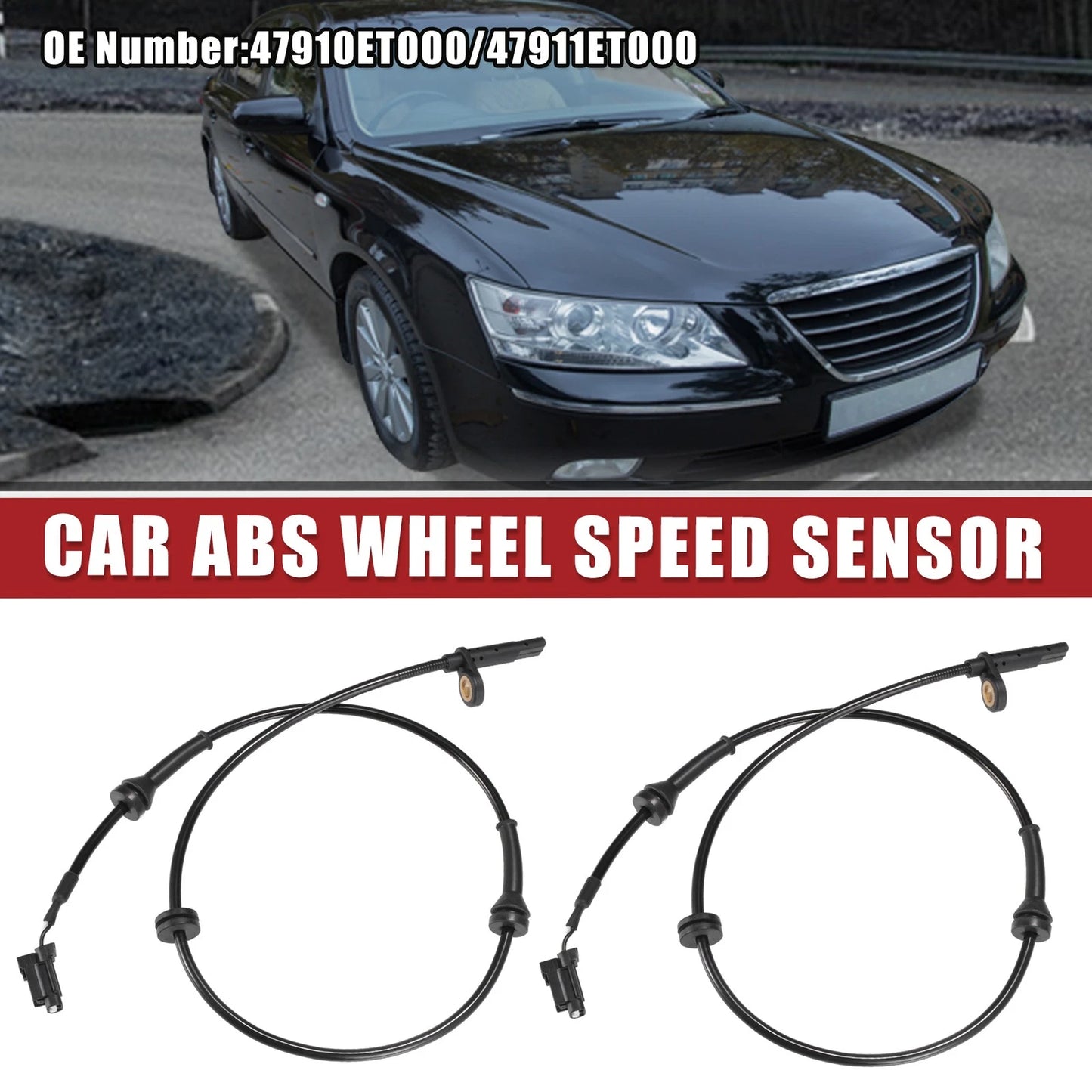Set of 2 Front ABS Wheel Speed Sensors for Nissan (No. 47910ET000/47911ET000)