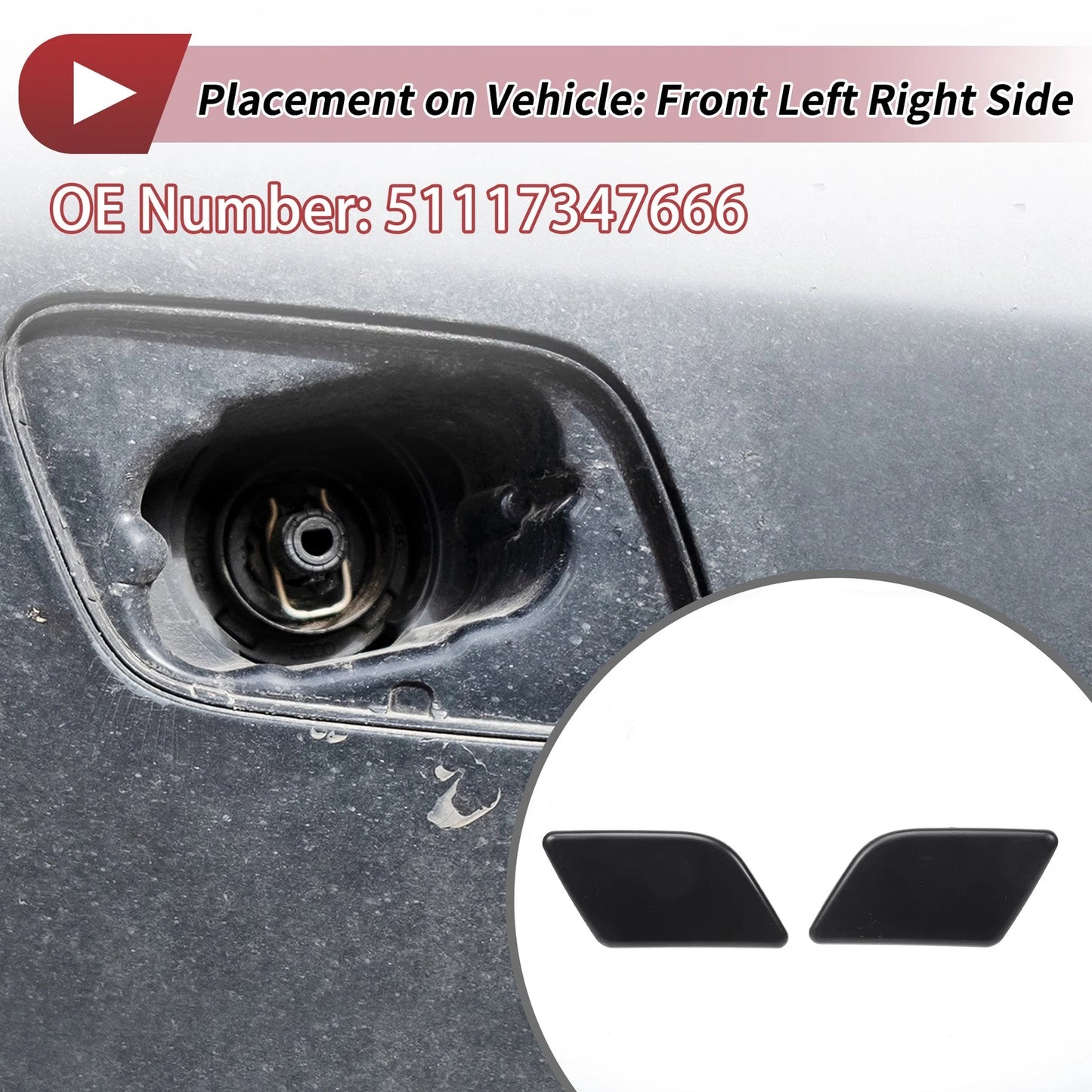Set of 2 Washer Nozzle Cover Caps No. 51117347666 for BMW X1 (2016–2022)