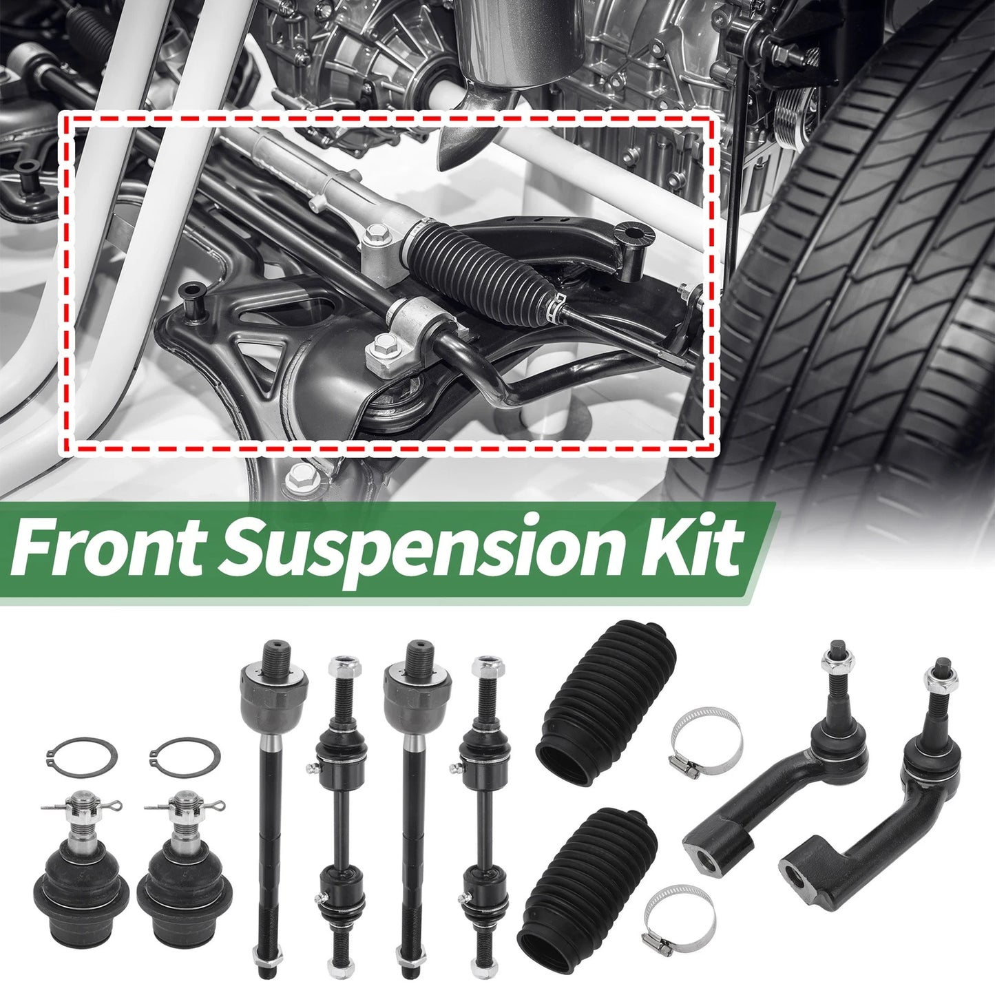 10X Front Suspension Kit Tie Rod Ends Sway Bar Link Ball Joint for Ford F-150 (2004–2020)