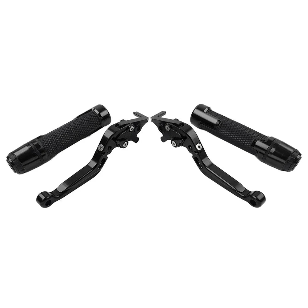 Black Extendable Brake Clutch Lever Grip Set for BMW R1200GS R1250GS (2013-2023)