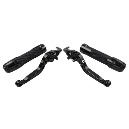 Black Extendable Brake Clutch Lever Grip Set for BMW R1200GS R1250GS (2013-2023)