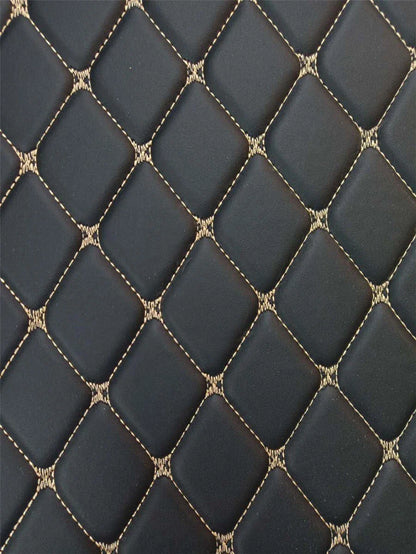 4Pcs Universal Waterproof PU Leather Car Floor Mats Black & Beige