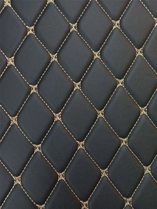 4Pcs Universal Waterproof PU Leather Car Floor Mats Black & Beige