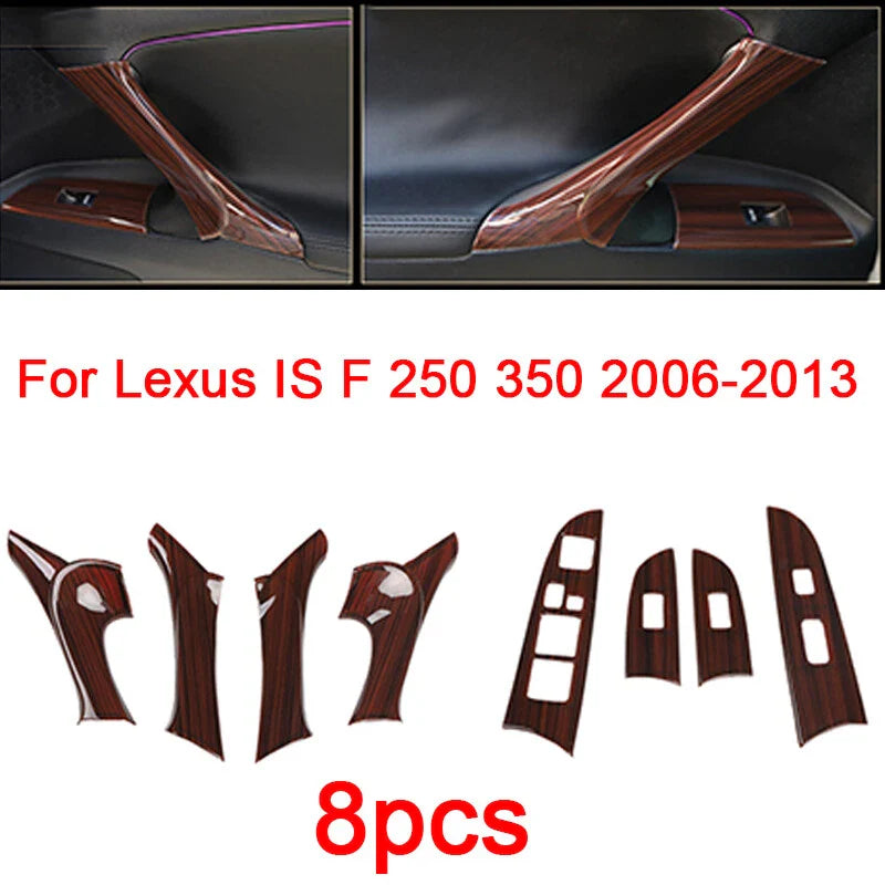 Wood Inner Door Armrest Window Lift Panel Trim 8pcs for Lexus IS F (2006–2013)