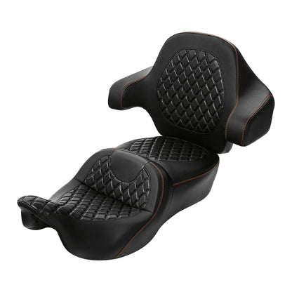 Black 2-Up Driver Passenger Seat Backrest for Harley Touring (2014-2023)
