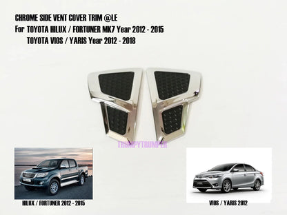Chrome Side Vent Door Cover Trim for Toyota Hilux Fortuner Yaris Vios (2012-2015)
