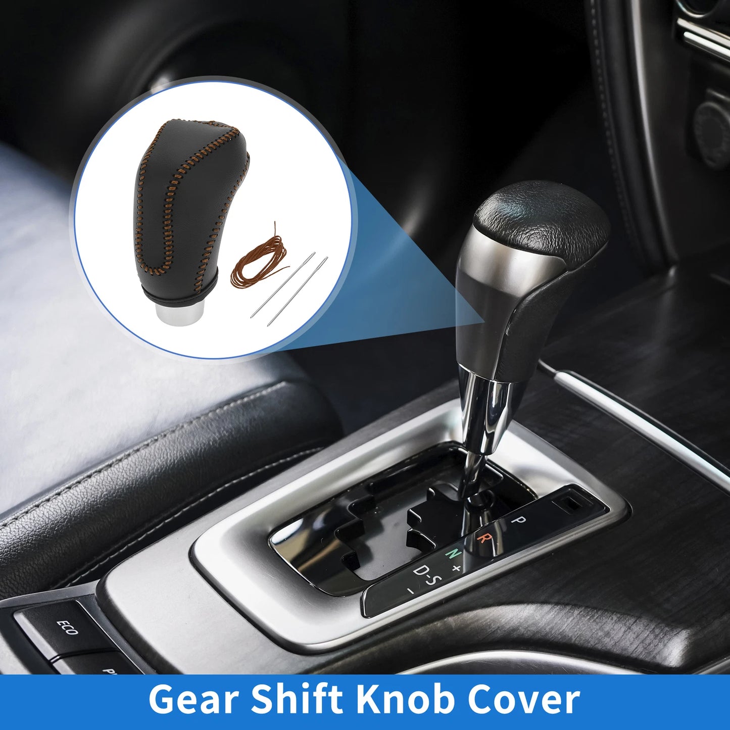Set of 1 Gear Shift Knob Cover for Subaru Impreza (2017–2023) Black Brown Faux Leather
