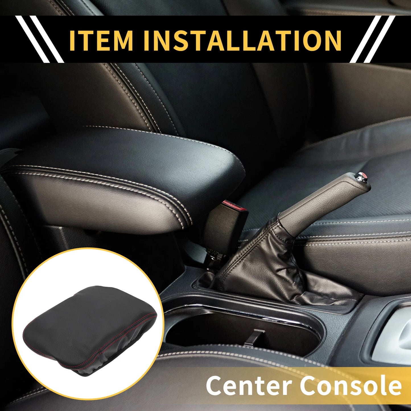 Console Lid Armrest Cover for GMC Canyon (2015–2023) Microfiber Leather Black