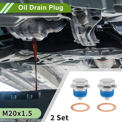 Set of 2 M20x1.5 Copper Oil Drain Plug with Gasket for Car Motorcycle