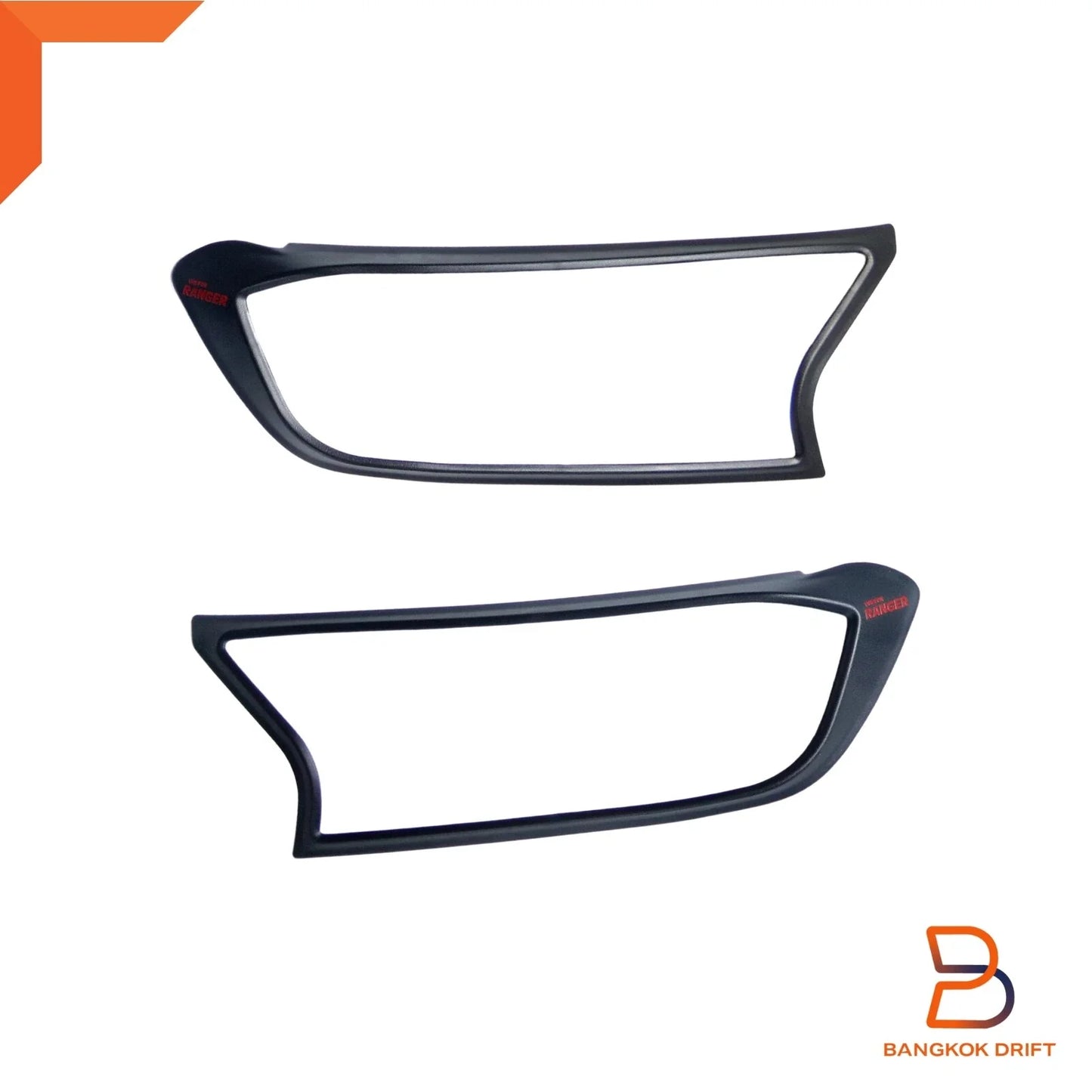 Matte Black Red Logo Headlight Lamp Cover Trim for Ford Ranger (2015-2021)