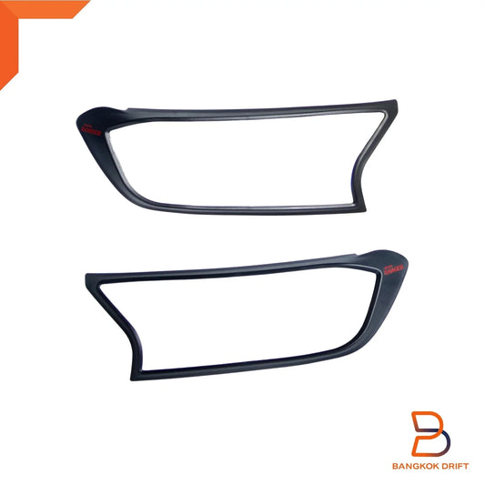 Matte Black Red Logo Headlight Lamp Cover Trim for Ford Ranger (2015-2021)