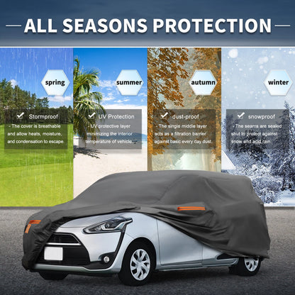 Waterproof Car Cover for Toyota Sienta (2016–2023) - Aluminum, Zipper