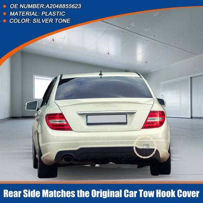 Rear Car Bumper Tow Hook Cover for Mercedes-Benz (A2048855623) Silver Tone