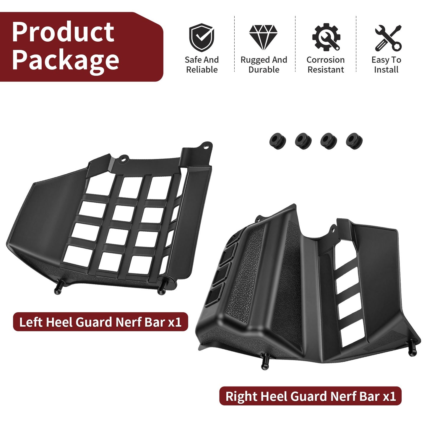 Black Heel Guards for Yamaha Banshee 350 (1987–2006)