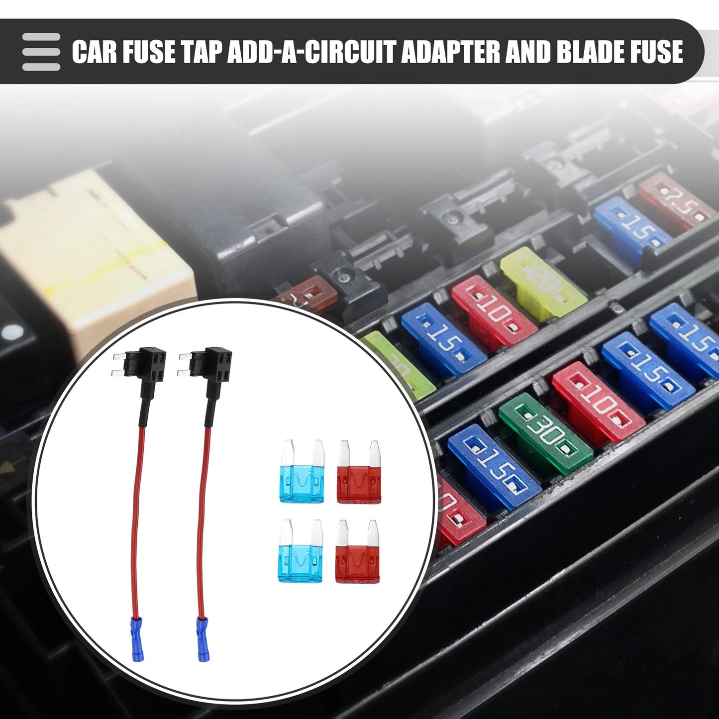 Set of 2 Circuit 12V Mini Fuse Tap w/ 10A 15A ATM APM Blade Fuses