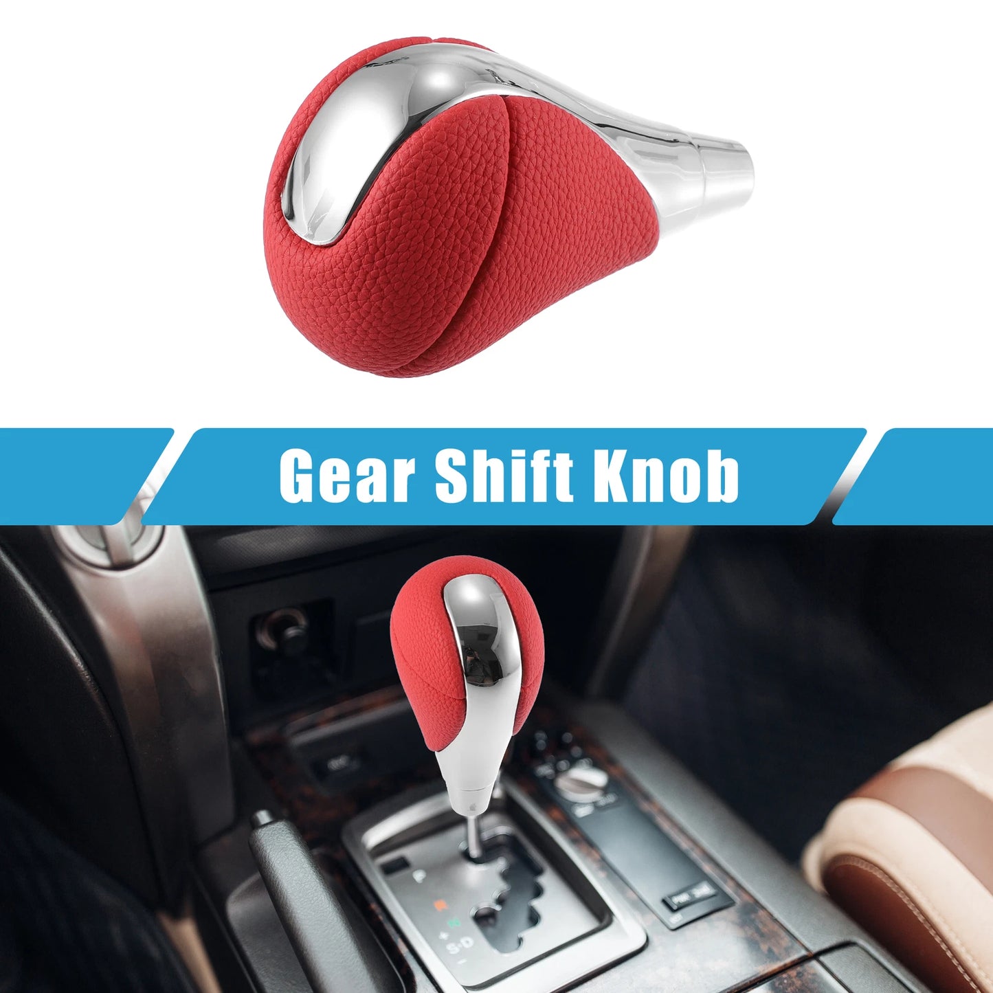 Gear Shift Knob for Lexus Toyota (Red Silver Tone)