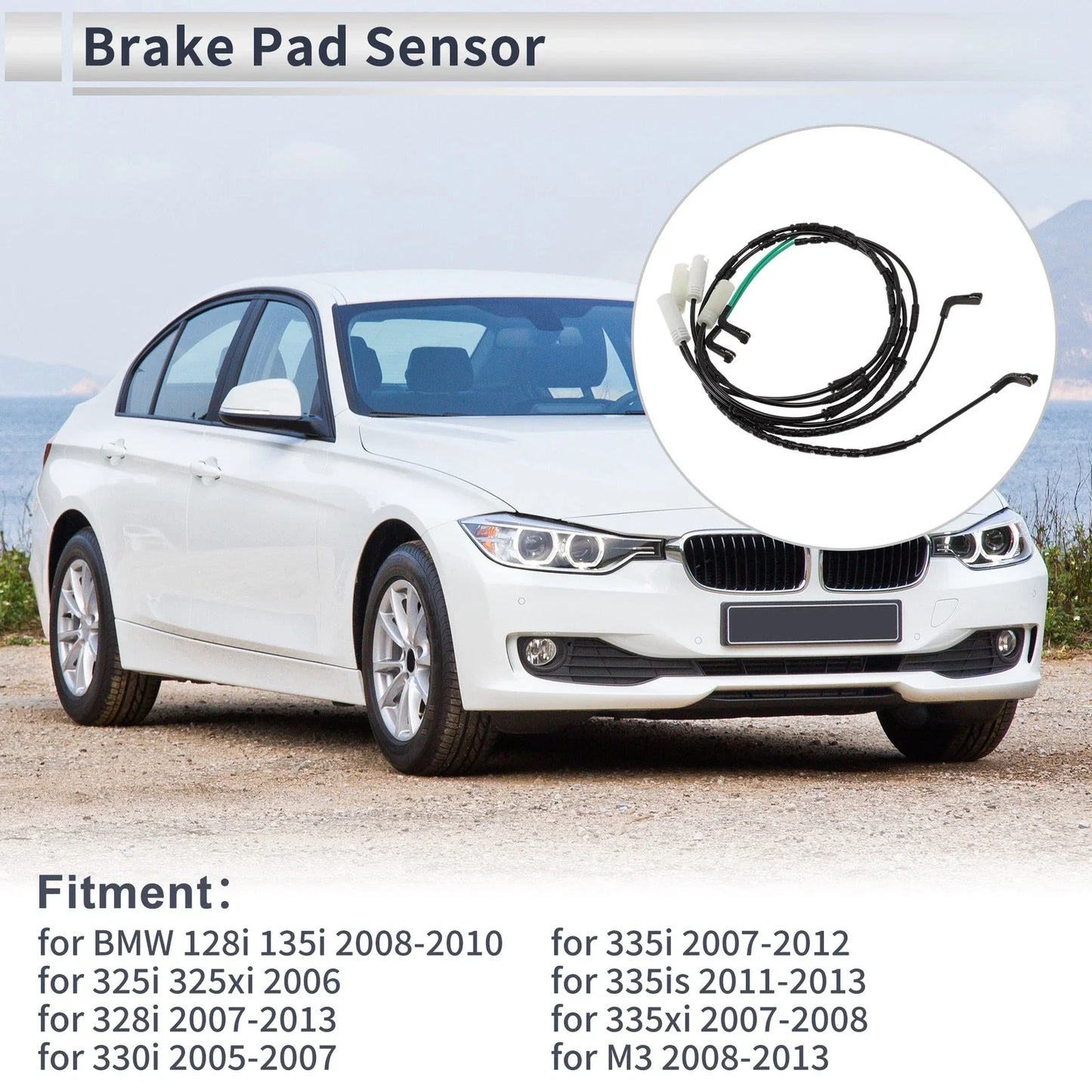 Front Rear Wheel Brake Pad Wear Sensor for BMW 128i 135i (2008 - 2010)