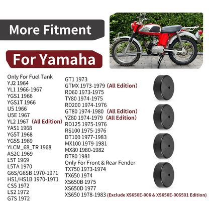 4x Tank Mount Damper for Yamaha YGS1 RD125 RS100 DT100 MX100 MX80 (1970–1990)