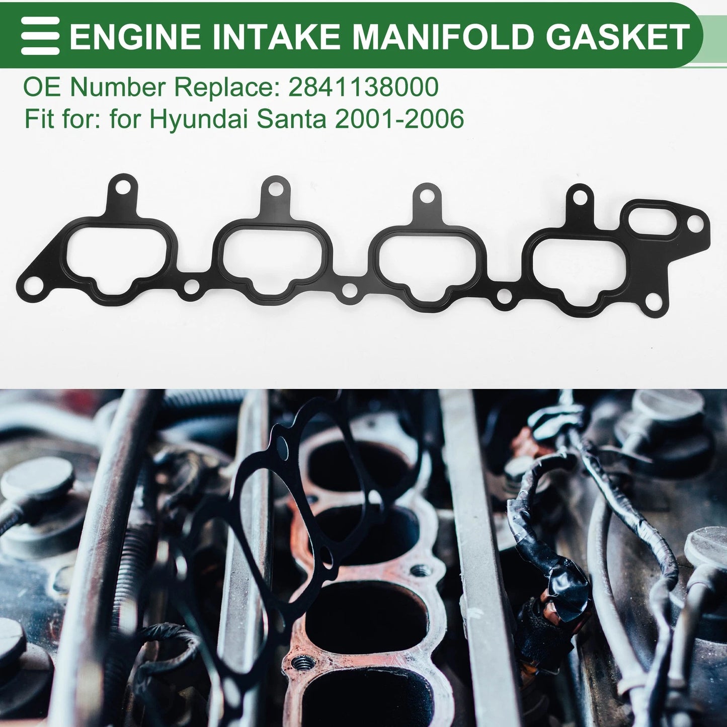 Lower Engine Intake Manifold Gasket for Hyundai Santa (2001–2006) No. 2841138000