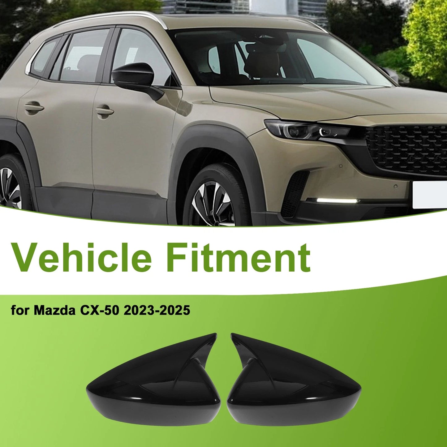 1 Pair Side Mirror Cover Caps for Mazda CX-50 (2023–2023) Gloss Black