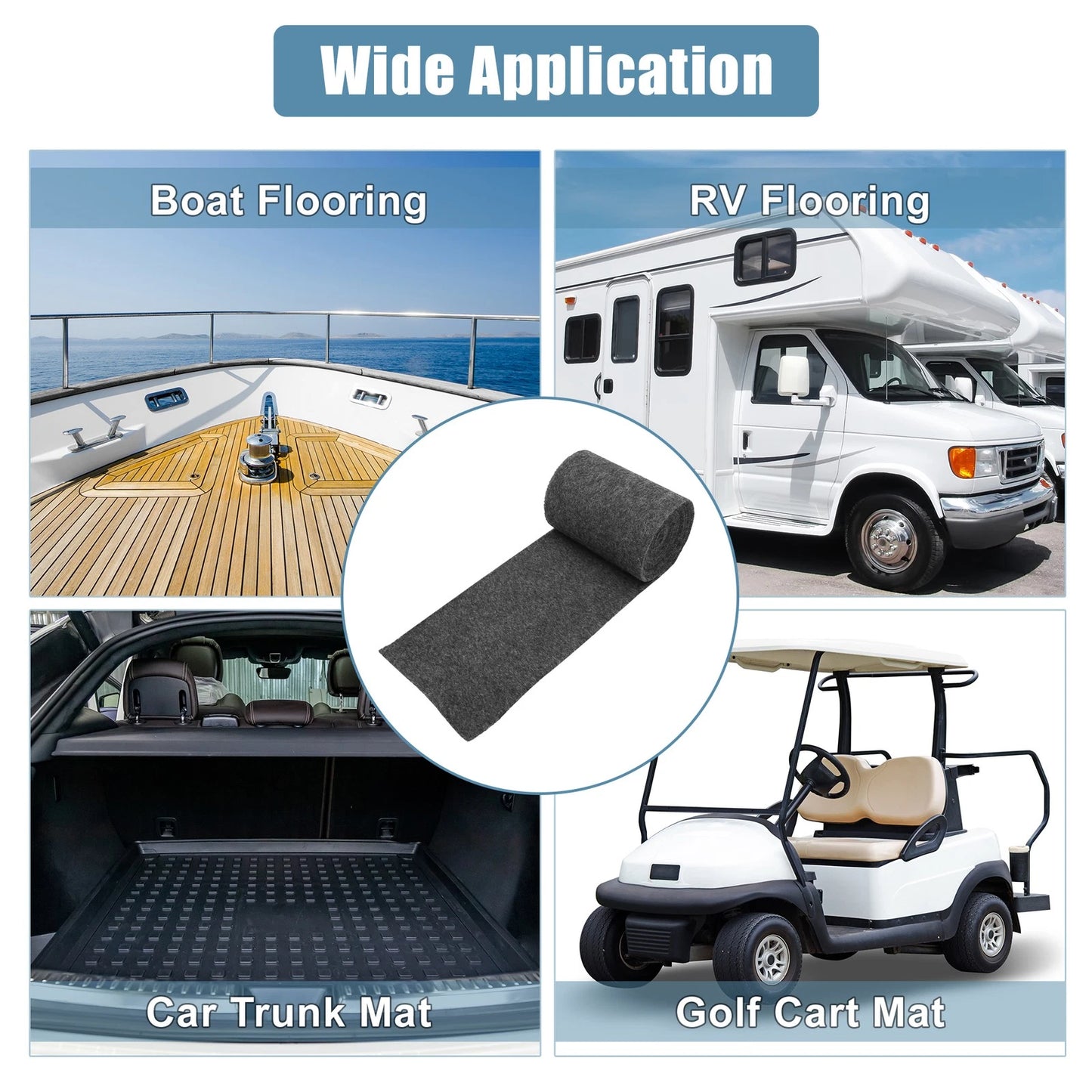 Boat Carpet Pad Decking Sheet Mat for Boat Trailers (157"x8"x0.24") Dark Gray