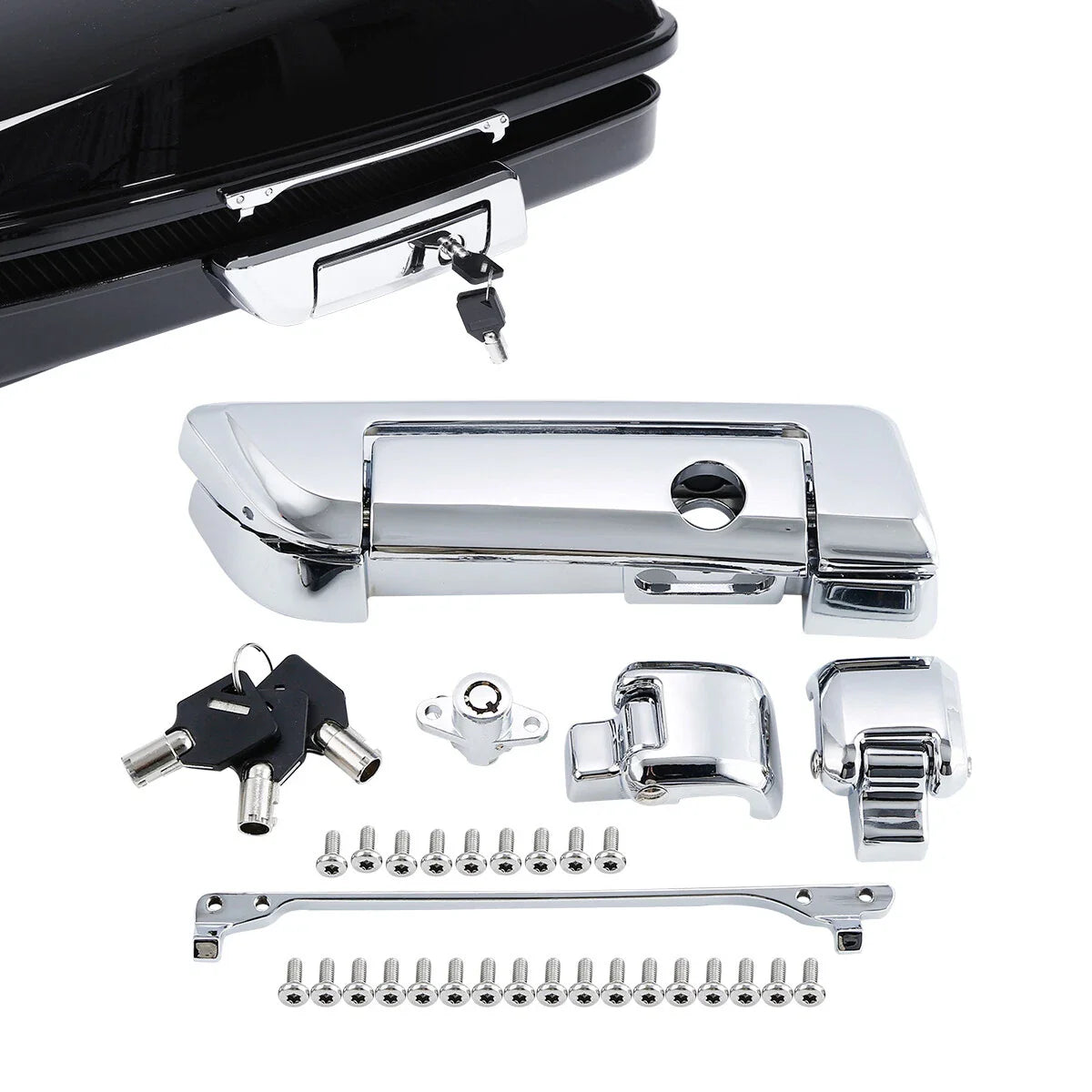 Chrome Trunk Latches Key Hinges for Harley Touring Road King Glide (2014-2024)