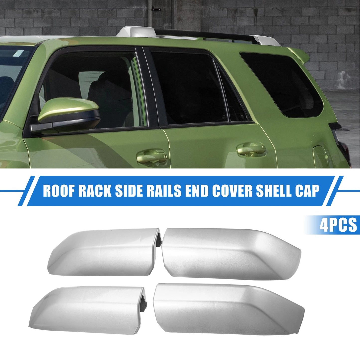 Set of 4 Roof Rack Side Rails End Covers for Toyota 4Runner (2010–2022) Silver Tone