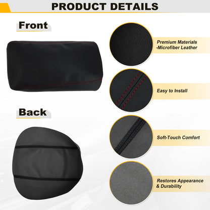 Leather Center Console Lid Armrest Cover for Ford Explorer (2011–2019) Red Stitch
