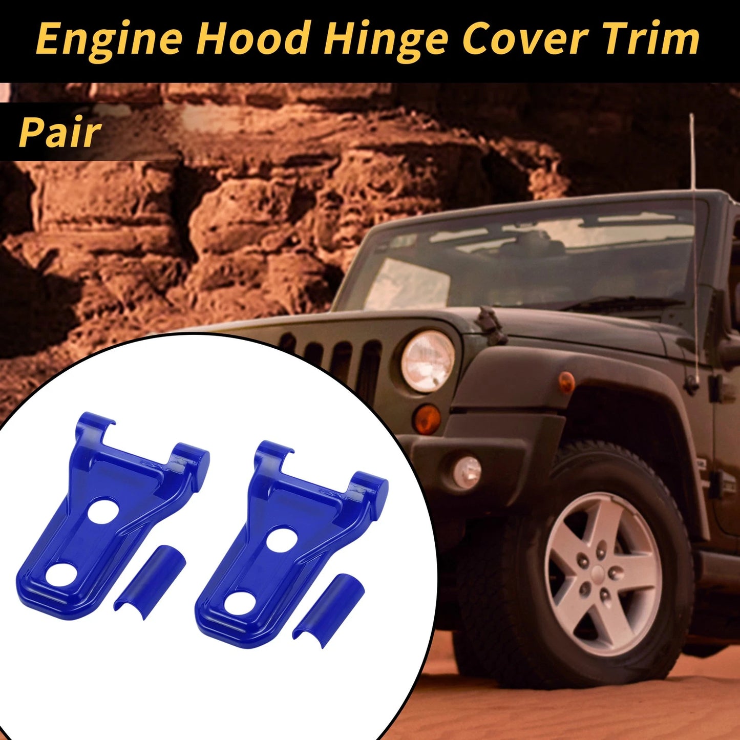 1 Pair Engine Hood Hinge Cover for Jeep Wrangler JL JLU (2018–2024) Deep Blue