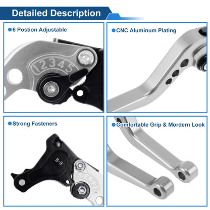 Short Brake Clutch Levers for BMW F650GS (2008–2012) - Silver Tone, 1 Pair