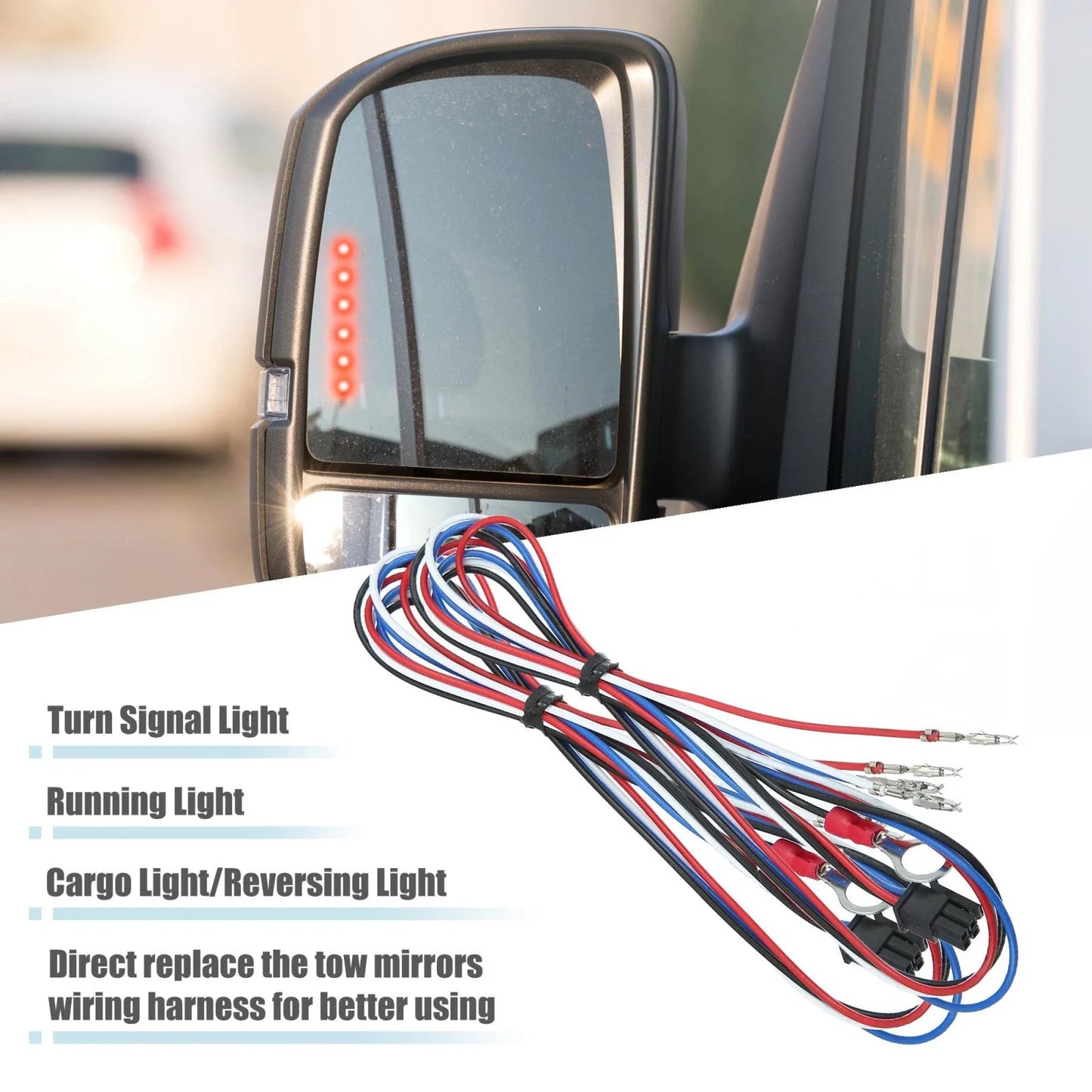 2 x Tow Mirrors Wiring Harness for Chevy Silverado, GMC Sierra (2014-2018)