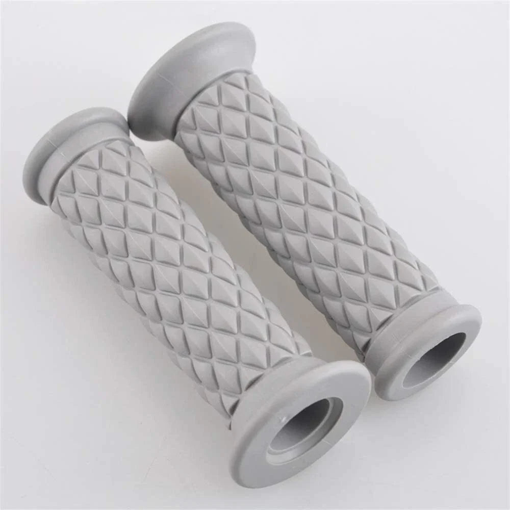 Diamond Pattern Motorcycle Grips for Cafe Racer - Grey