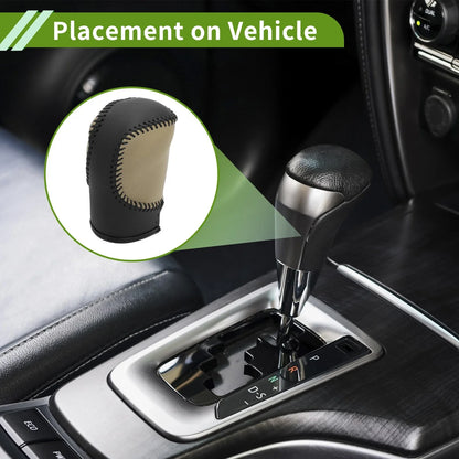 Car Gear Shift Knob Cover for Honda Civic 2022-2024 Black Beige Faux Leather