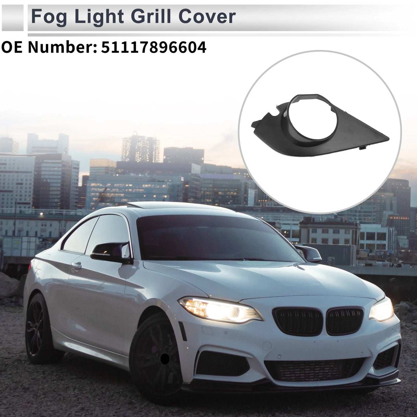 1pc Fog Light Grill for BMW E60 E61 (2003–2009) No. 51117896604