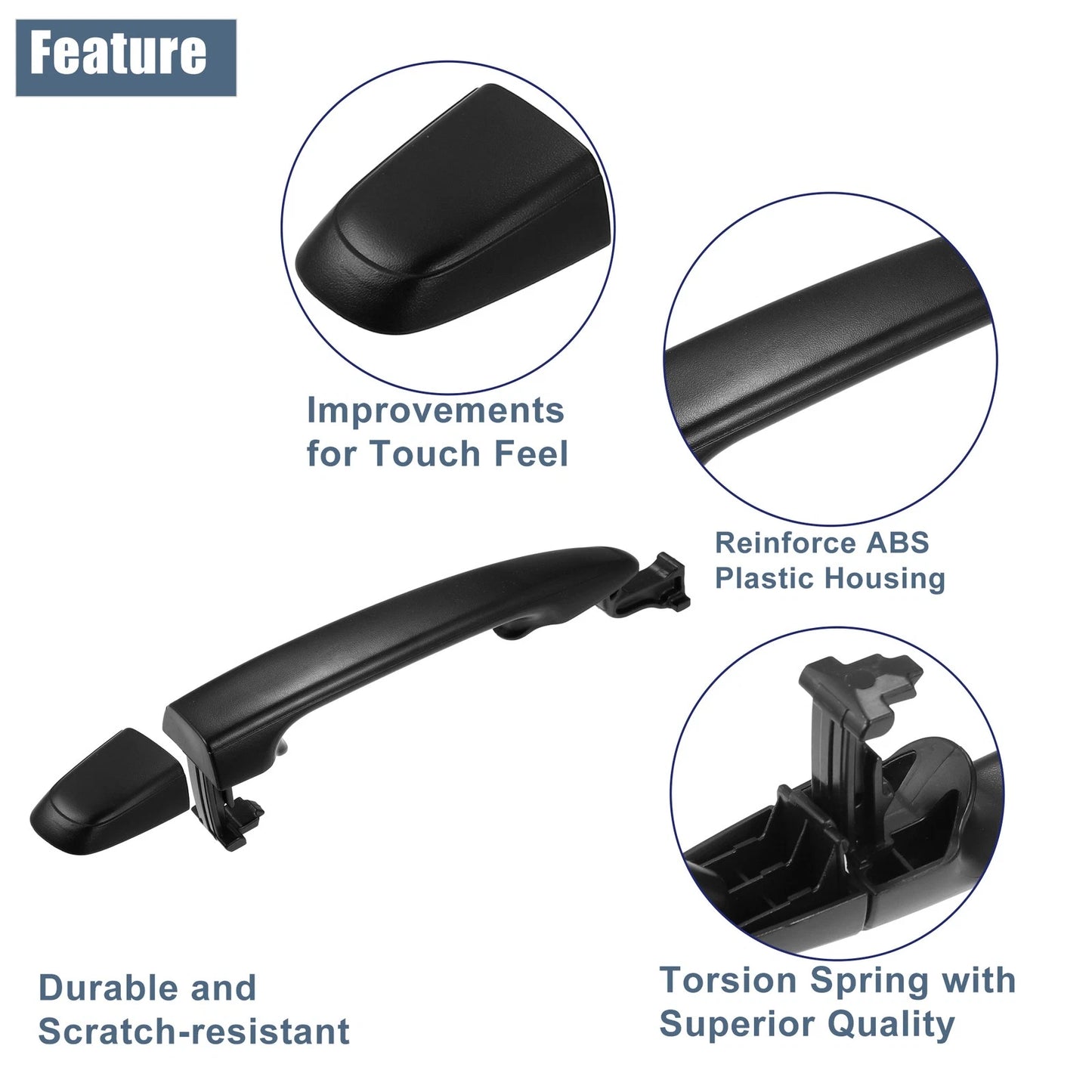 Rear Exterior Door Handle for Toyota Sienna (2004–2010) Black