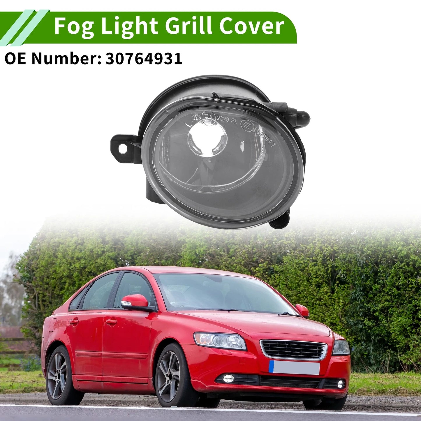 1 Pc Right Fog Light Grill for Volvo S40 (2008–2011) No. 30764931 Clear