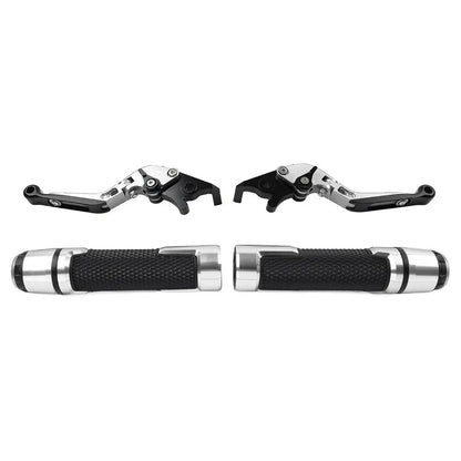 Silver Extendable Brake Clutch Levers & Handlebar Grips for BMW R1200GS (2004-2012)
