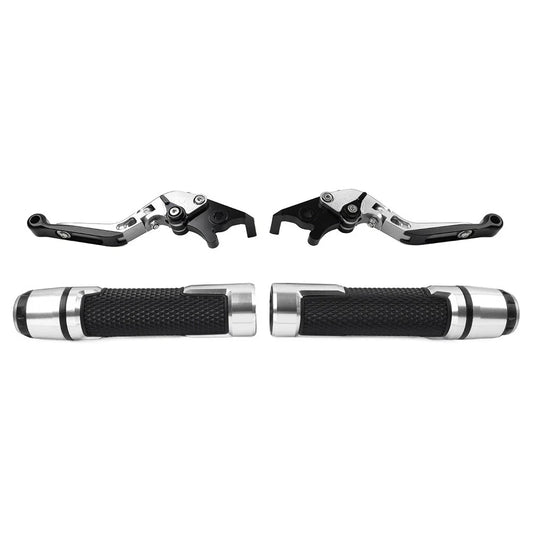 Silver Extendable Brake Clutch Levers & Handlebar Grips for BMW R1200GS (2004-2012)
