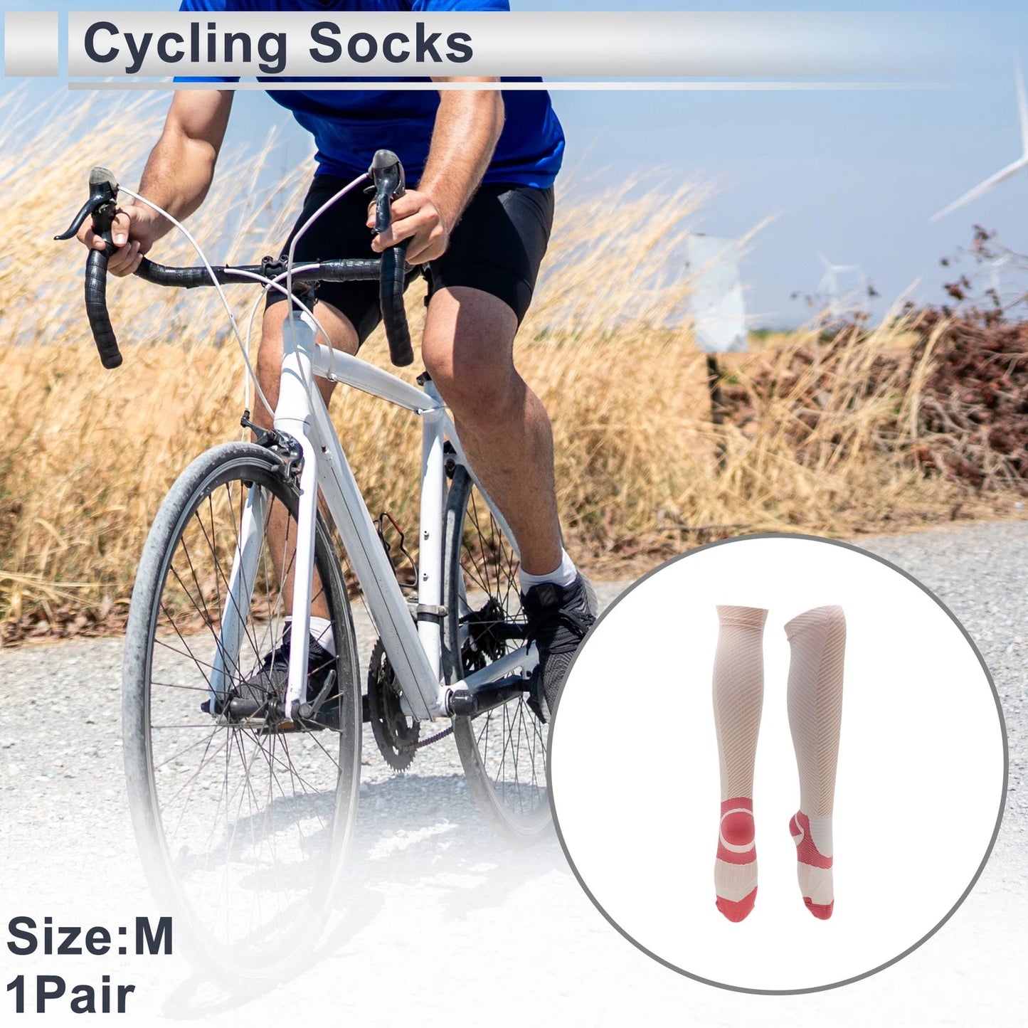 Cycling Socks Anti-Friction Size M Colorblock Light Pink