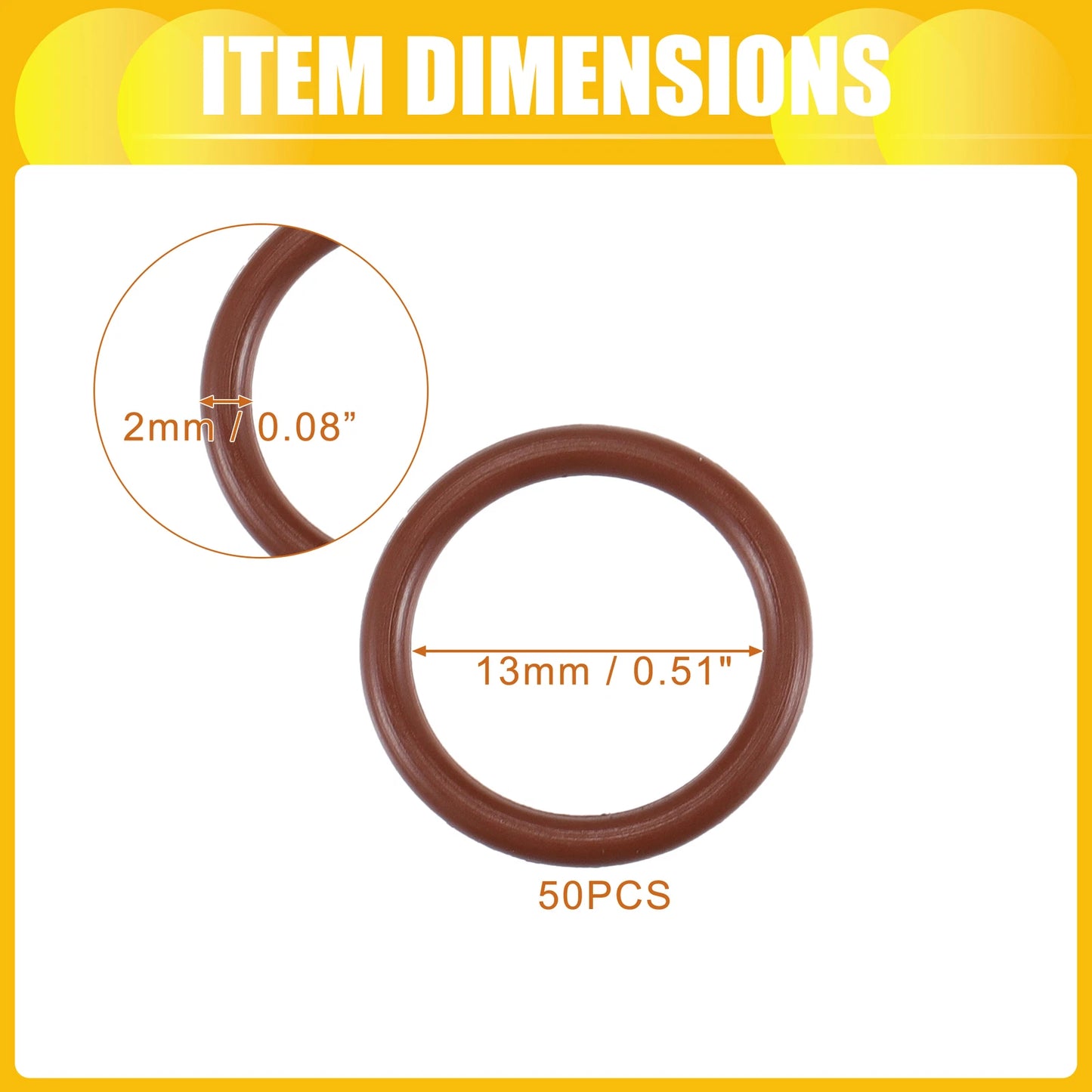 50pcs FKM Rubber O Ring Seal Gasket for Universal Cars 13mm ID x 2mm CS