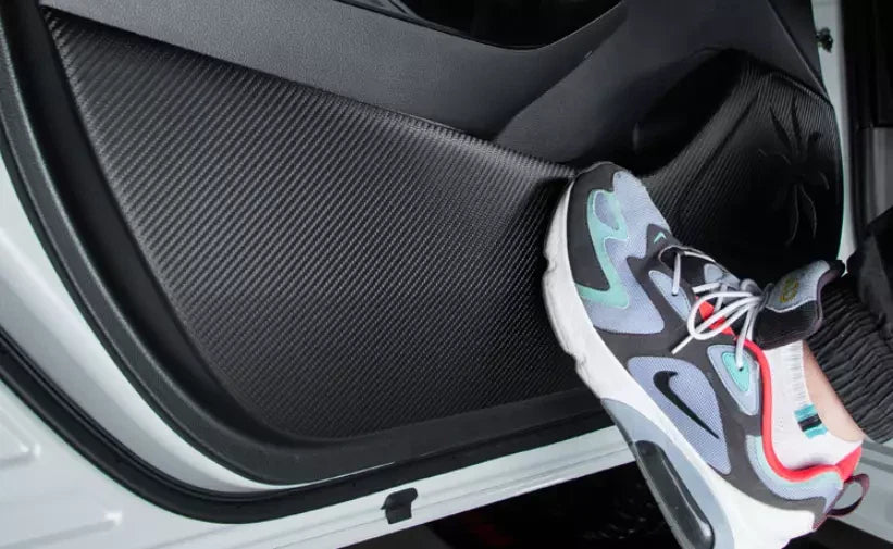 Carbon Fiber Leather Door Anti Kick Pad Panel Trim for Jeep Compass (2017–2021)